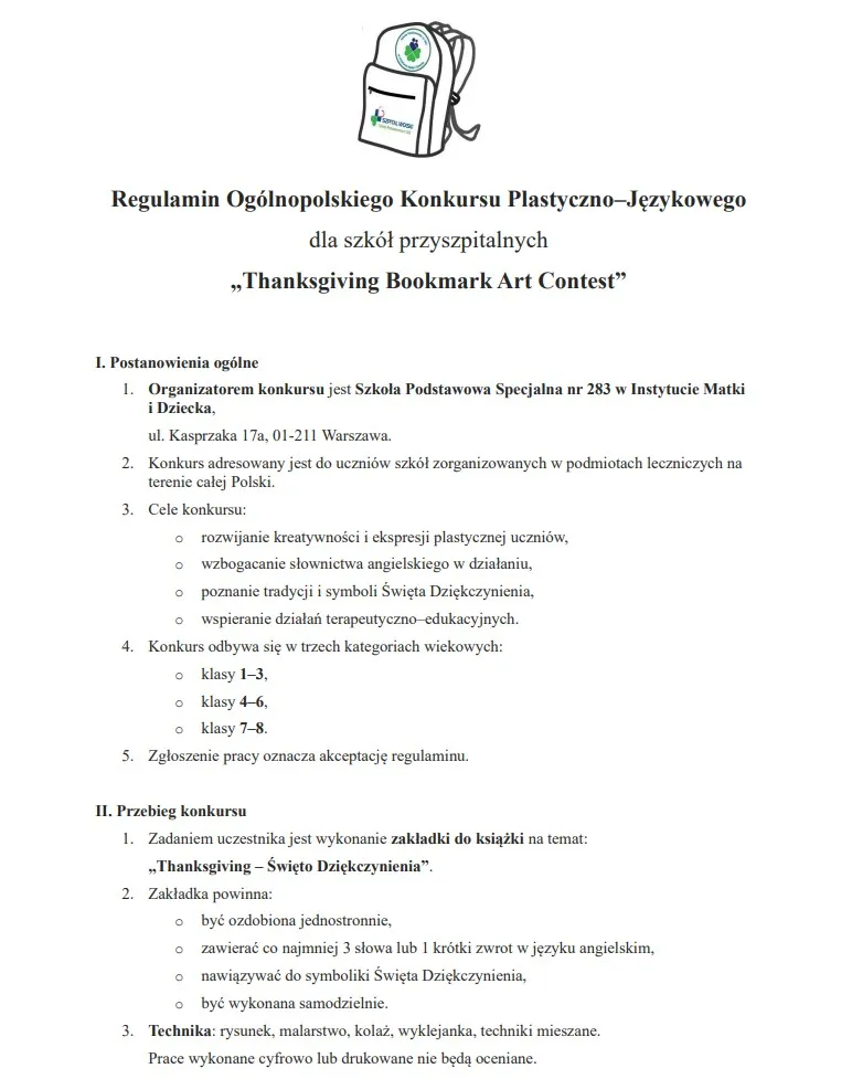 regulamin konkursu - str 1
